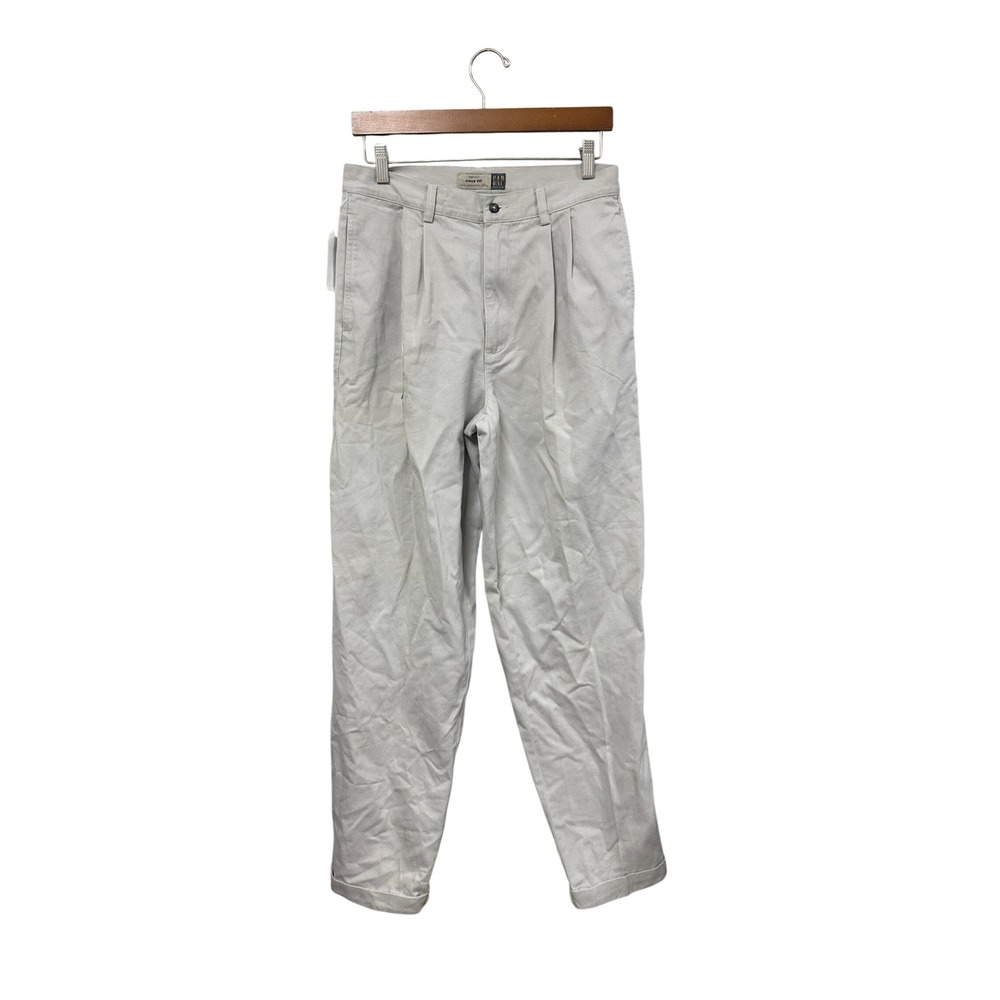 Gap Khakis Easy Fit Pleated Front Full Leg Cotton Pants Stone 31x34 NWT 90s Prep